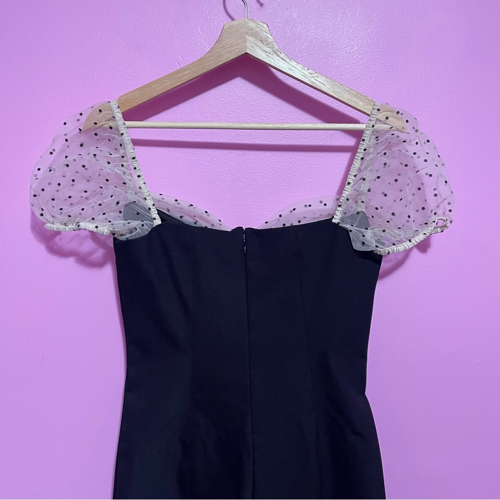 Camila Coelho Heirloom Tulle Puff Sleeve‎ Mini Dress Small Black Flocked Dot - Picture 10 of 12